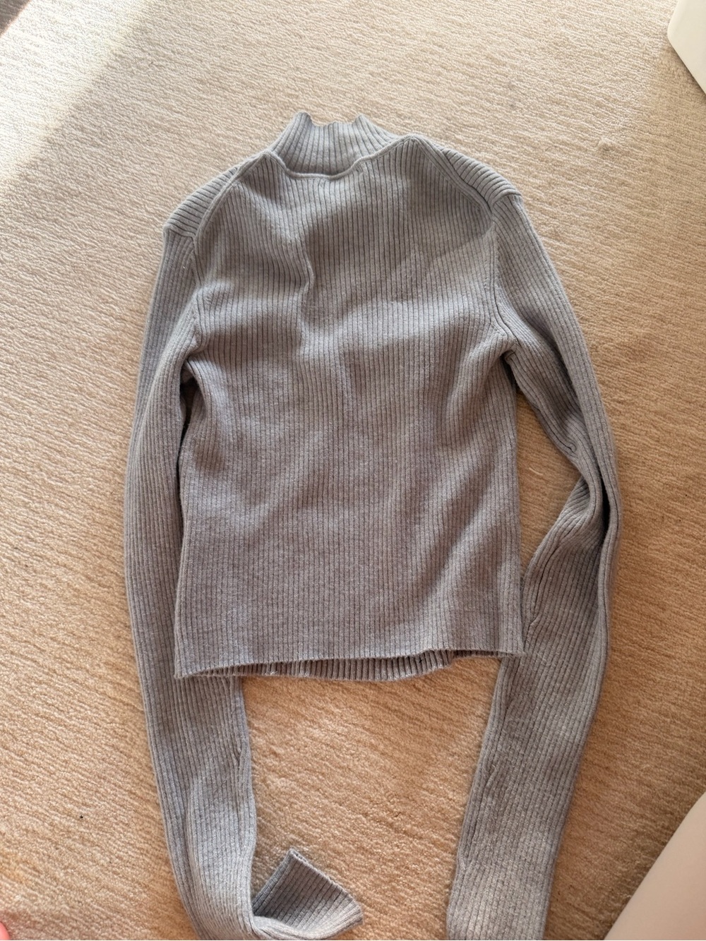 LF Carmar Light Gray Ribbed Turtleneck Sweater